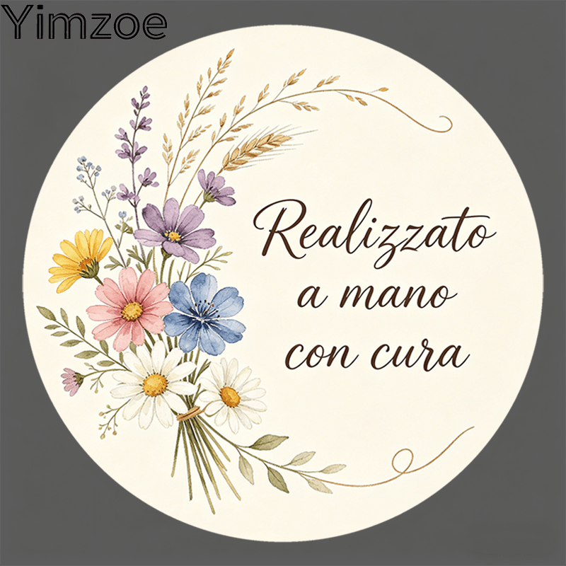 TEMU Yimzoe Adesivi Rotondi di Apprezzamento a 96pz/288pz - con Testo "Realizzato a ", Design a di ad , per Confezionamento, Etichettatura di Scatole