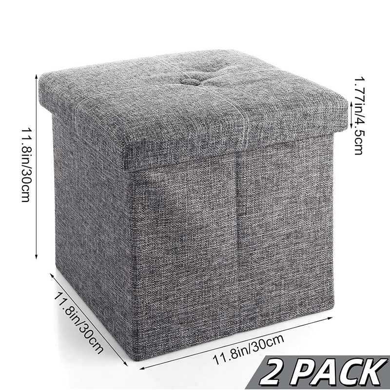 TEMU 2pcs Folding Storage Ottoman Bench With Padded Seat- Large Freestanding Foot Rest Stool, Space- Saving Bench Suitable For Bedroom, Living Room,