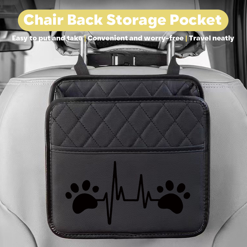 TEMU Car Seat Backrest Storage Bag, Printed Style, Waterproof And Stain-resistant Large Capacity, Car Seat Organizer, Automotive Interior Additions