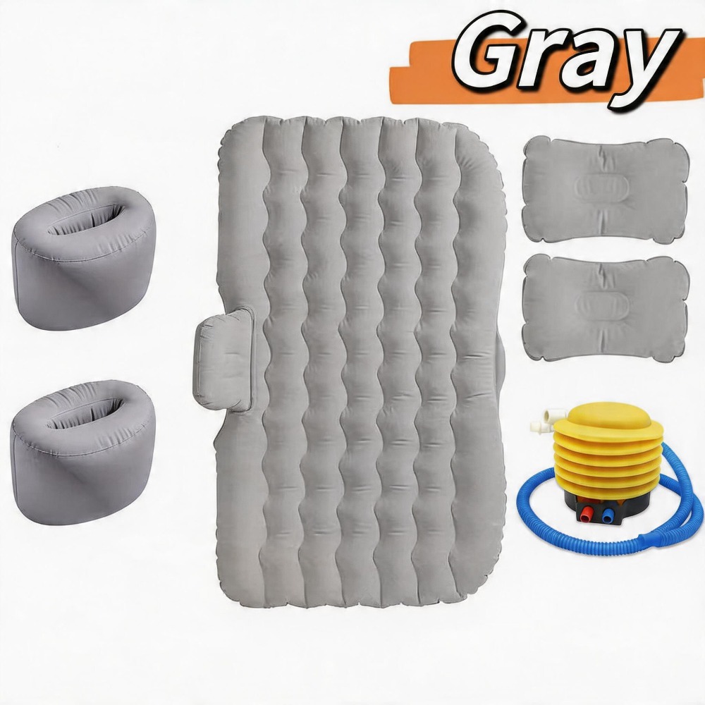 TEMU Inflatable Bed, Pvc Flocked Car Air Mattress With Foot Pump, Storage Bag And Repair Kit, Portable Inflatable Bed For Suv And Sedan Back Seat,