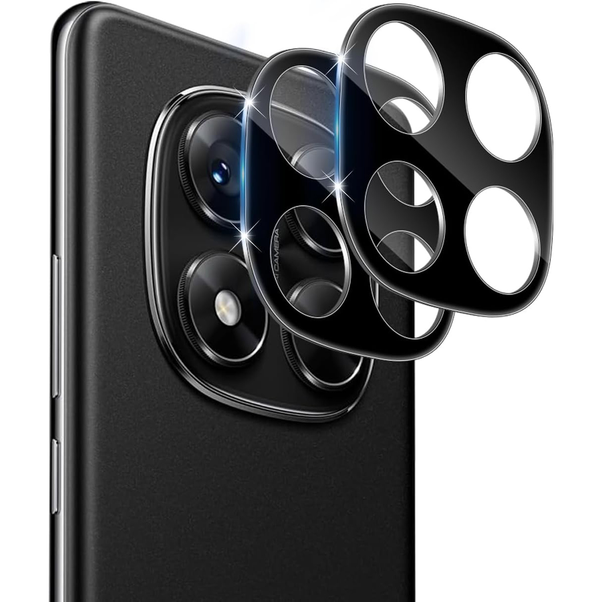 2-pack Black Camera Lens Protection Tempered Film For Xiaomi Redmi Note 14 13 Pro Plus 5g, 14c 14t Pro Scratch-proof Camera Lens Protector