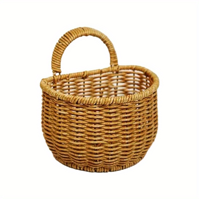 TEMU 1pc Wall Hanging Woven Storage Basket Vintage Boho Style Hanging Storage Baskets For Home Entryway Kitchen Office Farmhouse