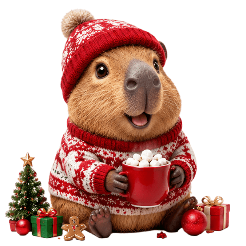 TEMU 2d Flat, 2d Flat Pattern Decal, Christmas Window Sticker, Window Flower, Glass Decal, Window And Door Decorative Sticker, Cap-wearing Capybara