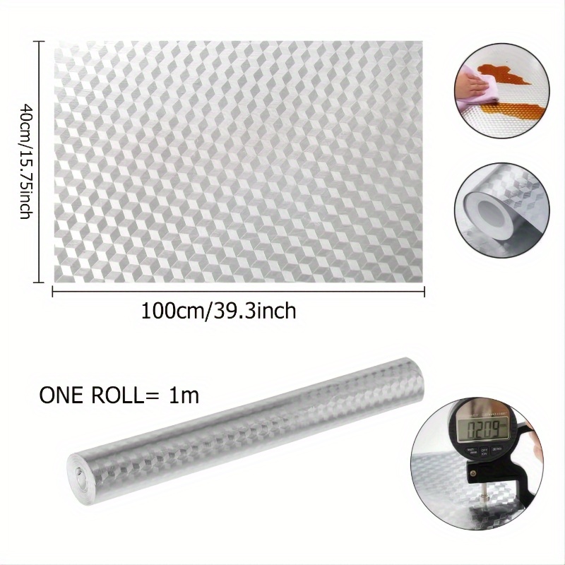 1 Roll of Waterproof & Oil-Resistant Kitchen Stickers - Self-Adhesive, High Temperature Resistant, Drawer & Wall Backboard Liners with Checkered Pattern for Home Improvement, Kitchen Backsplash Liner | Checkered Pattern Liner | Selfadhesive Backing