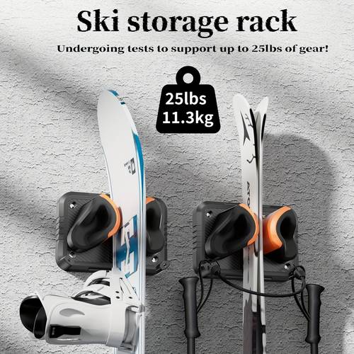heavy duty wall mounted or freestanding ski snowboard storage rack 25 per ski snowboard capacity space saving snowboard shelf easy assembly for compatible with skis snowboards skateboards