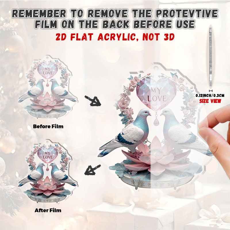 2D Flat Acrylic Decorative Pendant with Pigeons