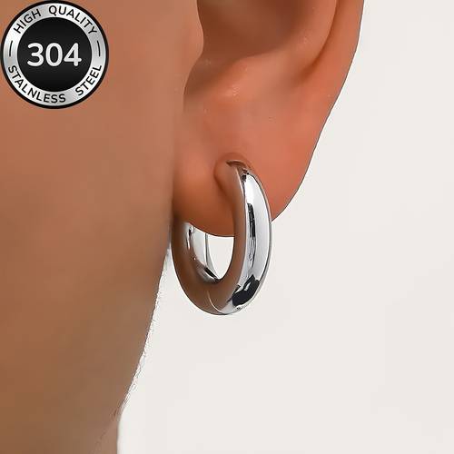 hypoallergenic stainless steel hoop earrings plated with anti fade comfortable and versatile easy and elegant suitable for daily wear or parties high quality fashion earrings for women jewelry accessory a delicate gift for women