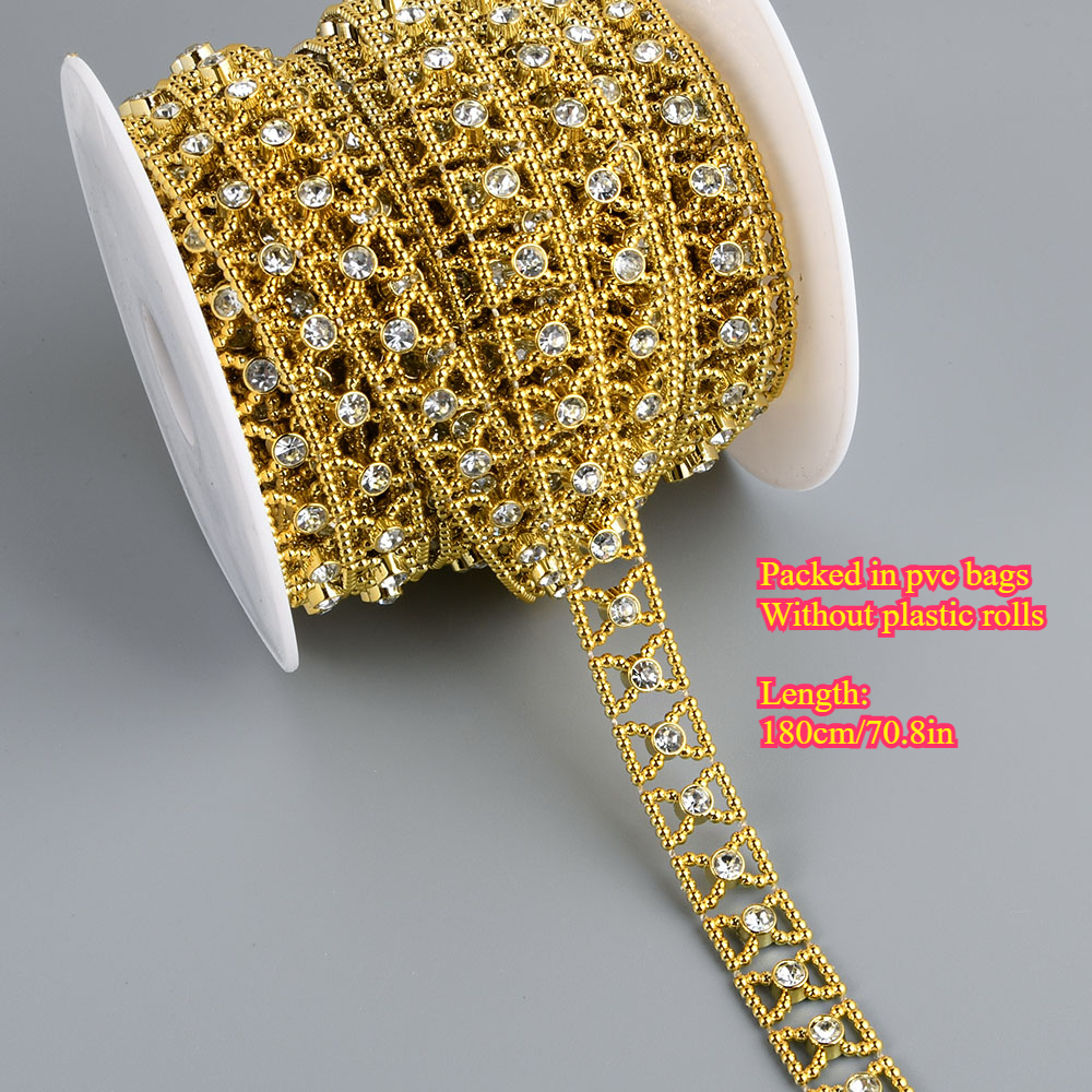 1pc 1.3cm/0.51in Width Elegant Plastic Bow With Rhinestones Beaded Chain Trim Garland For Sewing Bridal Dress Decor Weddings Party Home Decor, Diy Creative Decorations, Jewelry Making Kits