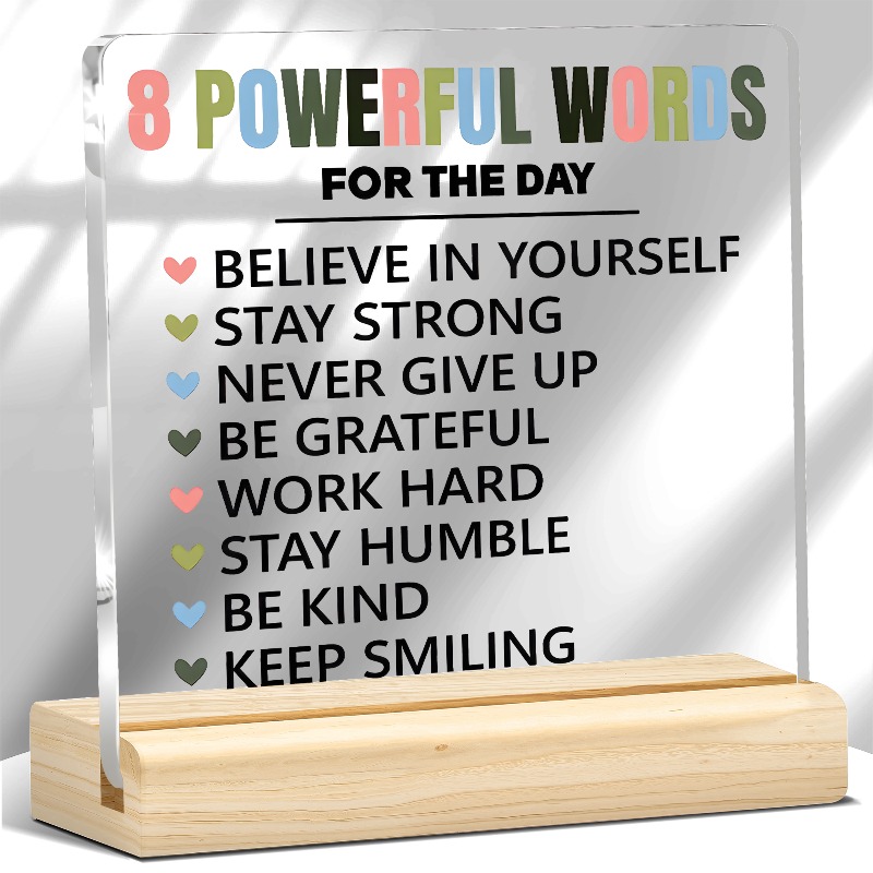 TEMU 1pc Acrylic Plaque Featuring A Motivational Quote With Words, Ideal For Desk Decoration, Office Ambiance, Room Enhancement, Positive Affirmation