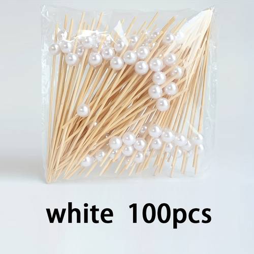 50pz/100pz con perle artificiali per macedonie, utilizzati per decorare frutta, torte e dessert. lunghi per decorazioni di feste di compleanno, articoli per feste, nonché articoli per barbecue allaperto. adatti per halloween, natale, feste di matrimonio