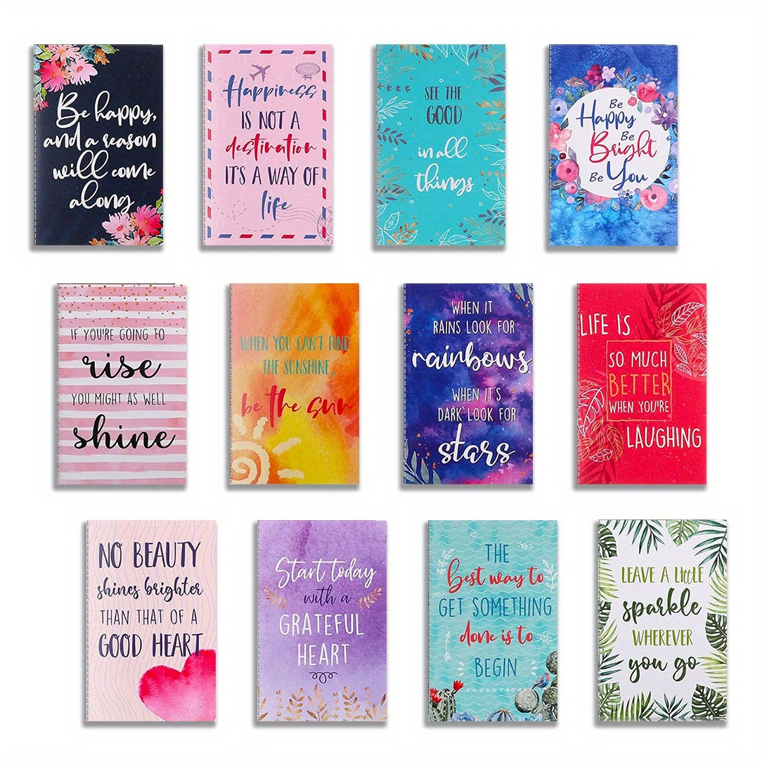 TEMU 12pcs Lovely Style Inspirational Notebooks Bulk Gifts For Women Small Journals For Women Bulk Mini Notepads Mini Notebooks Motivational Notepads