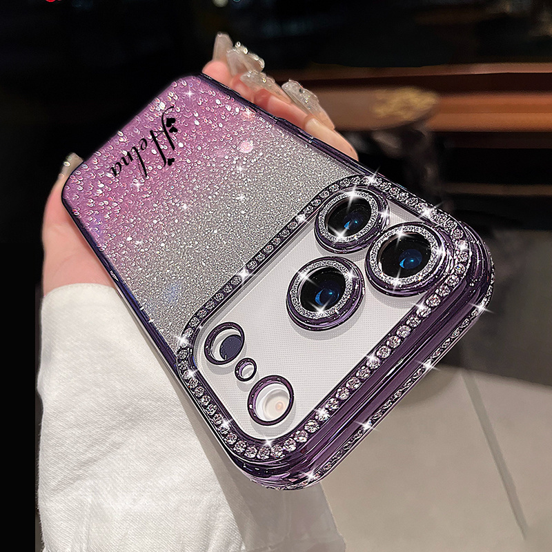 Custom DIY Name Sparkling Rhinestone Phone Case Suitable for 17 Pro Max, 15, 16 Pro Max, 13 Pro, 12 Pro Max, And 14, Personalised Phone Case With Strap, Phone Case, Handy Cover