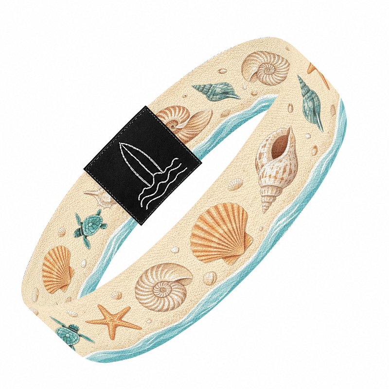 Ocean-Themed Polyester Elastic Wristband, Shell & Starfish Designs