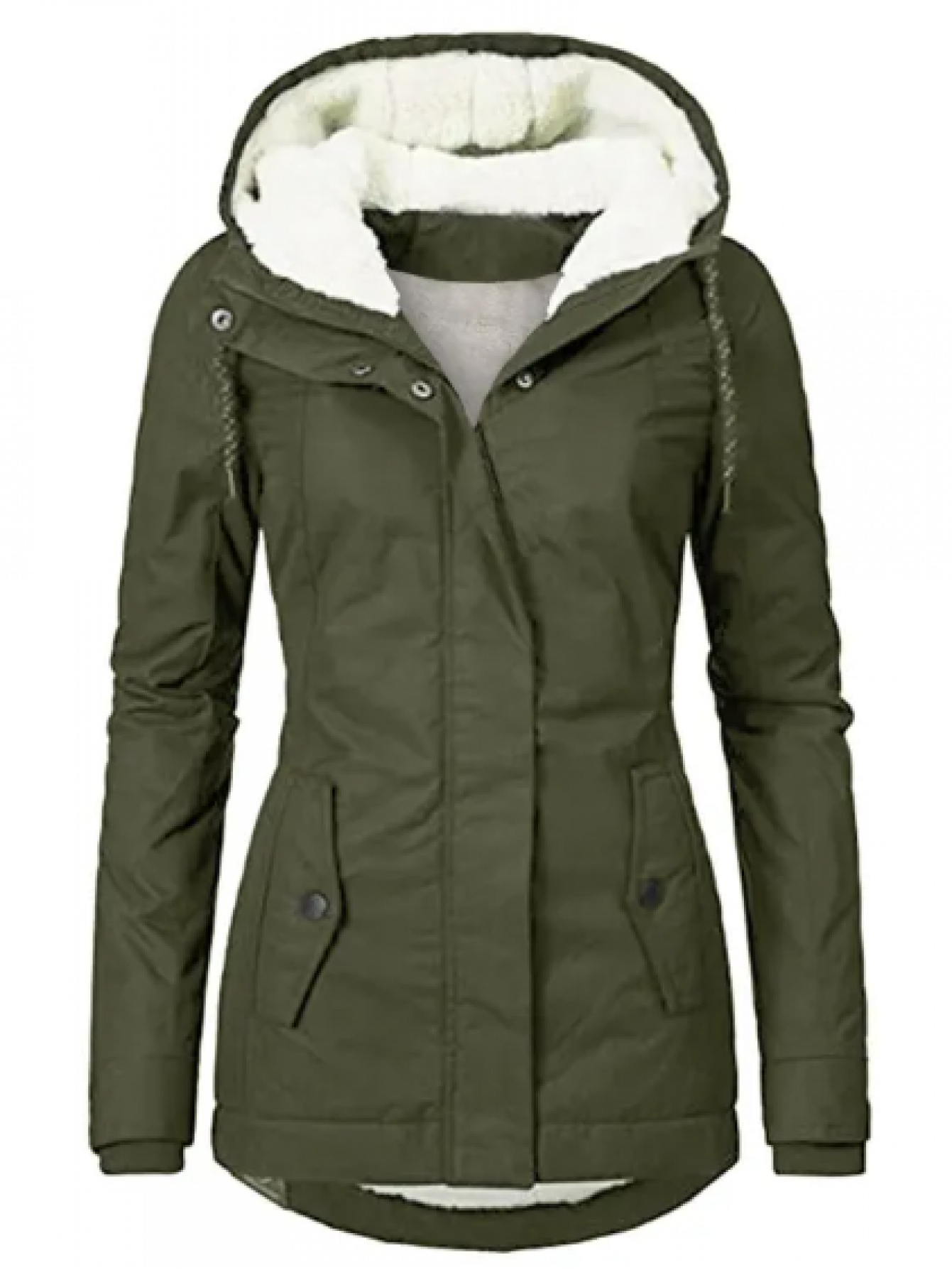 long sleeved hooded winter coat for women featuring front pockets   length design and a stylish solid   for casual winter wear and lounging