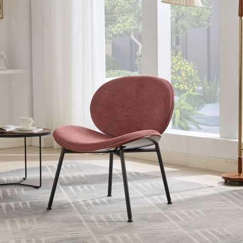 Mid-Century Modern Shell Chair - Single Side Accent Lounge Chair with Wide Walnut Wood Finish Shell & PU, Curved Wide Suitable for /Outdoor Use - Easy-Clean Cover, Assembly Required (for,, Bedroom)