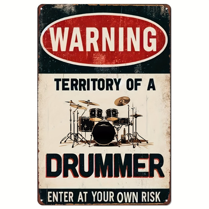 

Room Decor Vintage Drummer Warning Sign, Wooden Metal Plate, 15cm X 20cm, High-quality Fibreboard, For Music Room, Club & Bar Wall Decor, Exciting Home Accessory