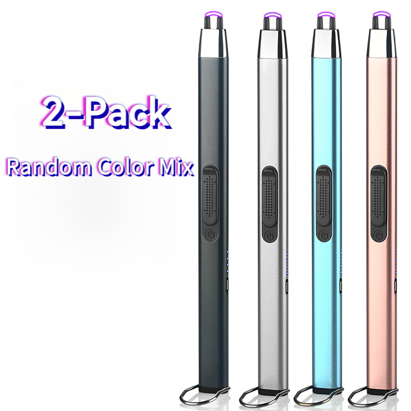 TEMU 2 Pack Colours Metal Windproof Igniter, Men's Outdoor Portable Usb Rechargeable Lighter, Suitable For Lighting Scented Candles, Random Gas