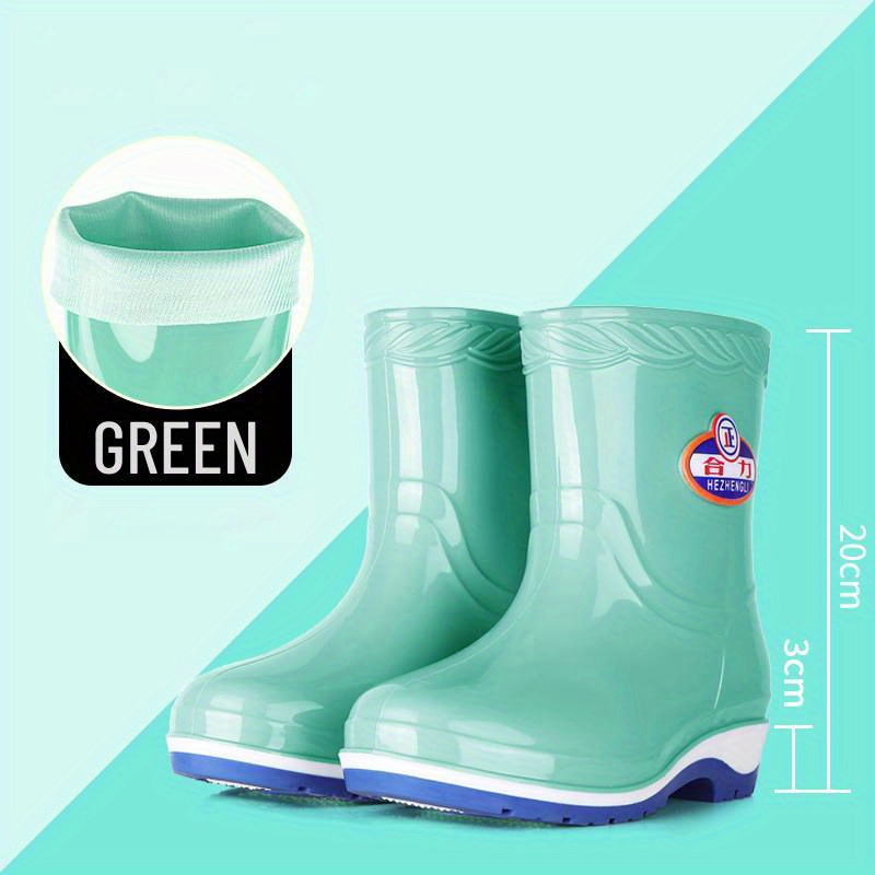 TEMU Rain Boots For Women Fashionable Mid-calf Rain Shoes Non-slip Korean Style Wear- Rain Boots