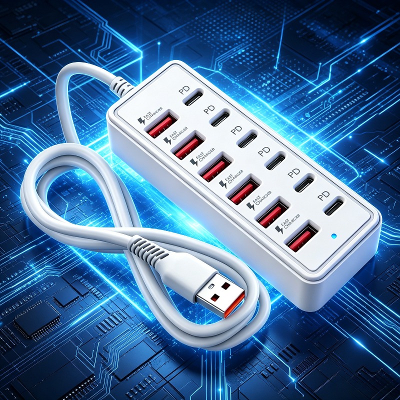 TEMU New 66w Super Fast Charging 12-in-1 Type-c Multiport Adapter Splitter, Compatible For Charging Of Multiple Mobile Phones, Laptops, Usb Hubs,