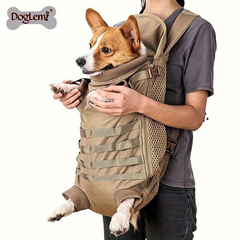 medium dog   backpack adjustable breathable mesh ventilation   for   secure   closure padded straps hands free outdoor hiking carrier for medium breeds dog backpack ventilated mesh panels