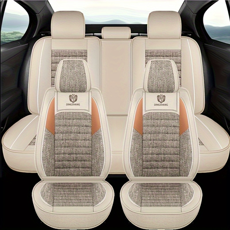 TEMU Five-seat Seat Covers, Suv Seat Covers Breathable Linen Seat Covers- Removable, Washable, Soft And Durable Interior Accessories, Seat Covers,