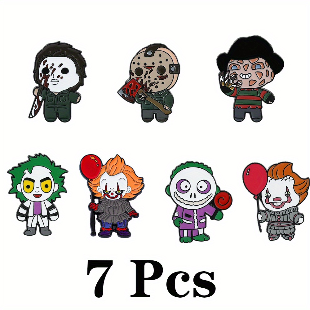 TEMU 7pcs Halloween Cartoon Brooch Creative A Enamel Pin Metal Badge Jewelry Clothing Backpack Accessories Gift For