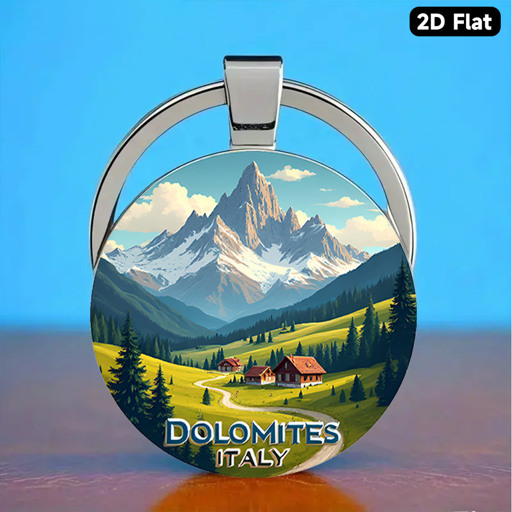 TEMU Portachiavi con citazione, 1 pezzo, metallo qualit�, Eleganza alpina visione , paesaggio delle in tonalit� , Souvenir di viaggio per le vacanze,