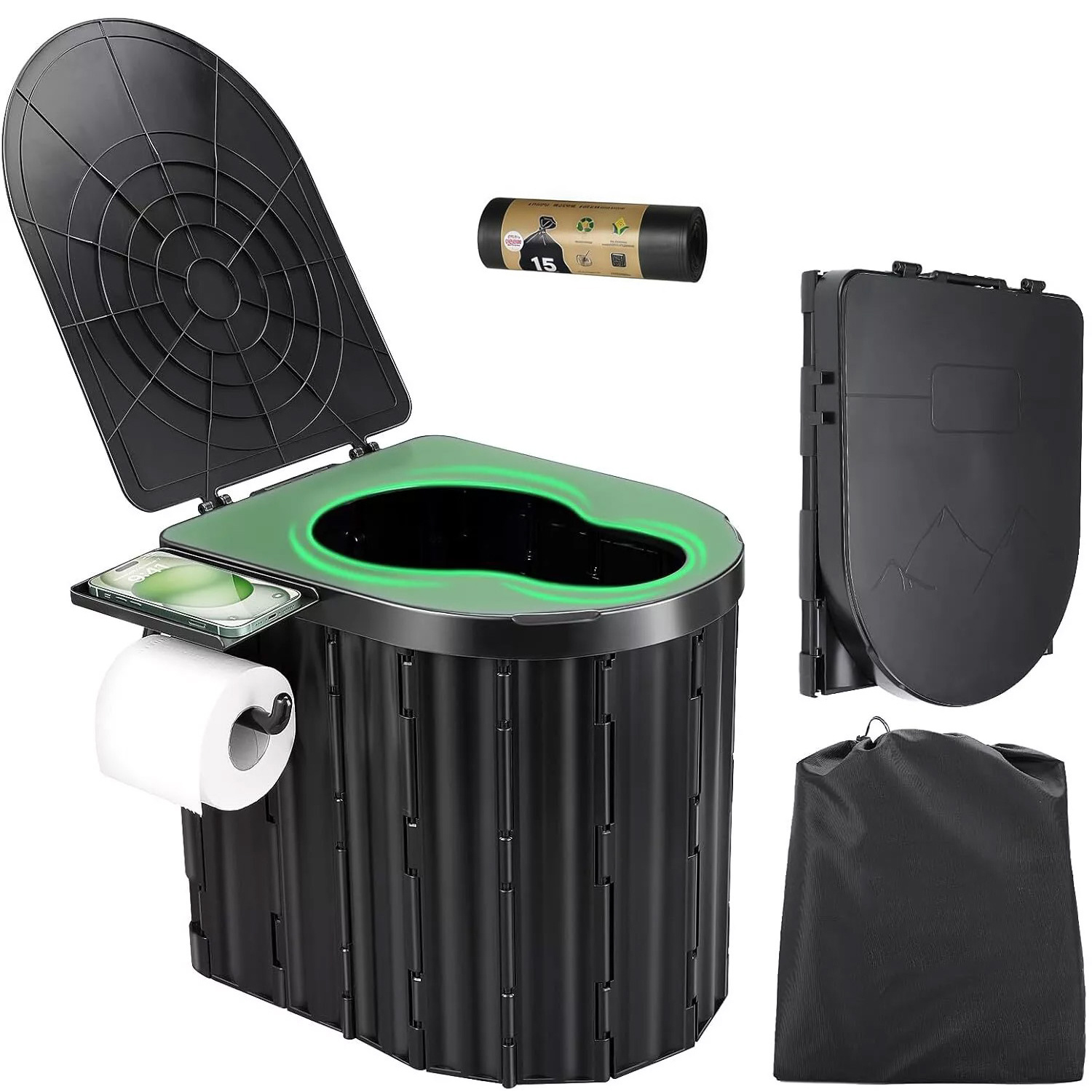 Outdoor Camping Toilet - Travel Toilet With Roll Holder - Portable Toilet For Adult Potty - Folding Toilet- Campervan Toilet For Camping Picnic & Festivals