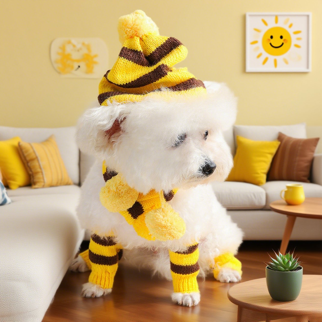 3pcs Scarf Bootie Hat Set for Small Dogs