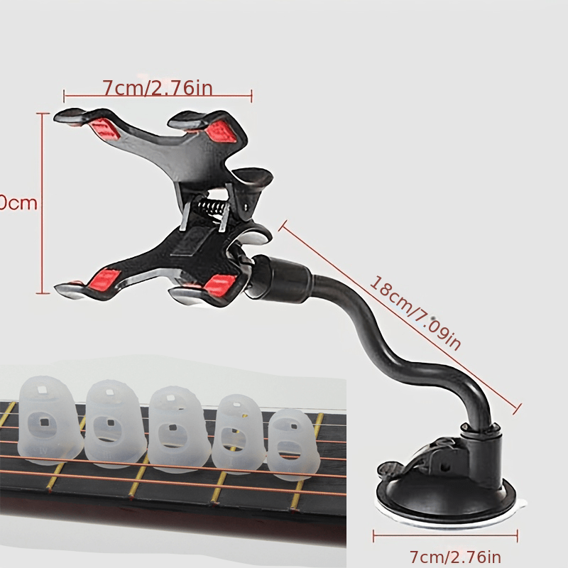 TEMU 5pcs Guitar Finger Picks Set With 1 Adjustable Guitar Phone Stand, Suitable For Guitar, , Piano, Beginner Practice Kit For Sight-reading, Ear