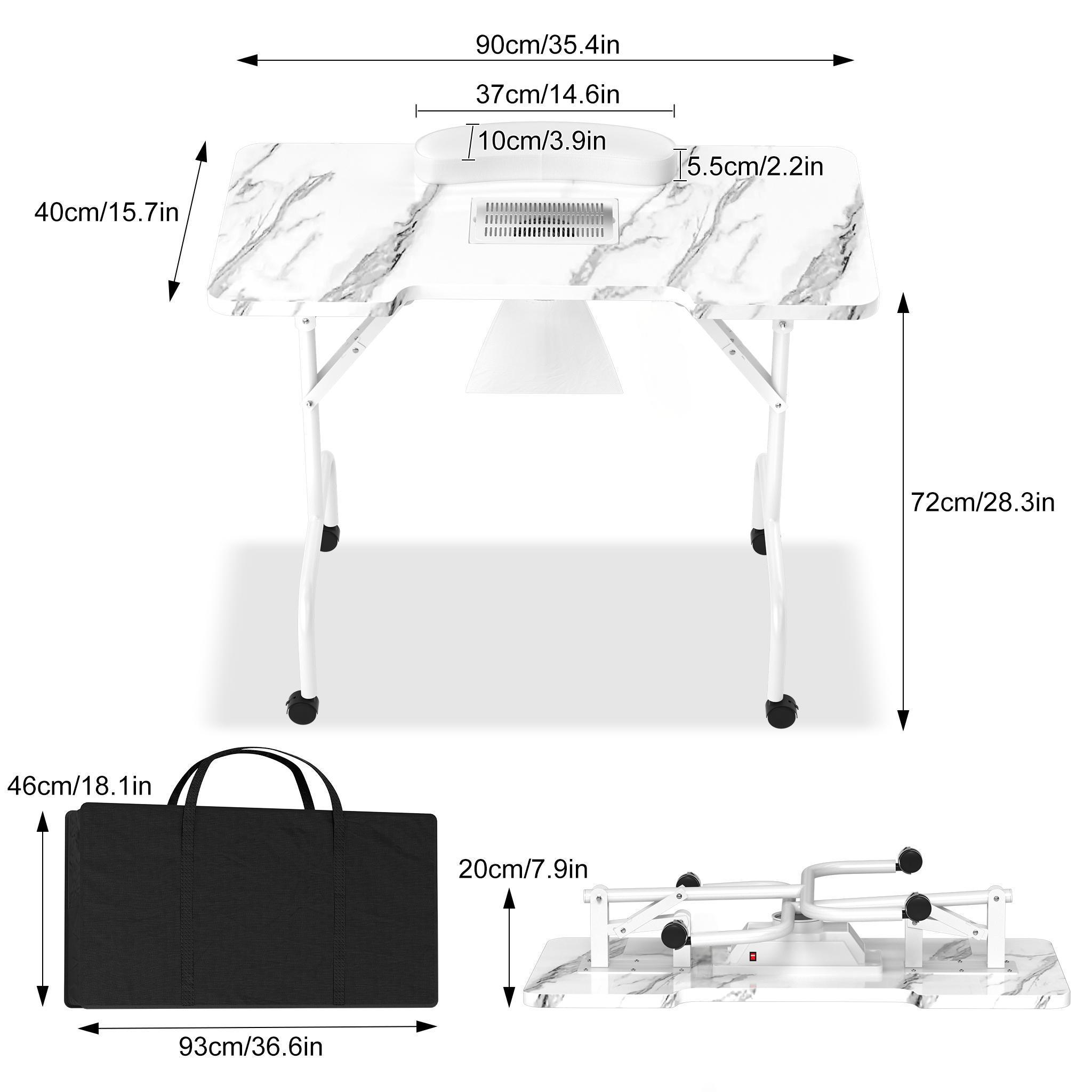 Image of 90 X 40 X 72 Cm Professional Manicure Table Foldable Handbag With Wheels Pattern Salon Workbench