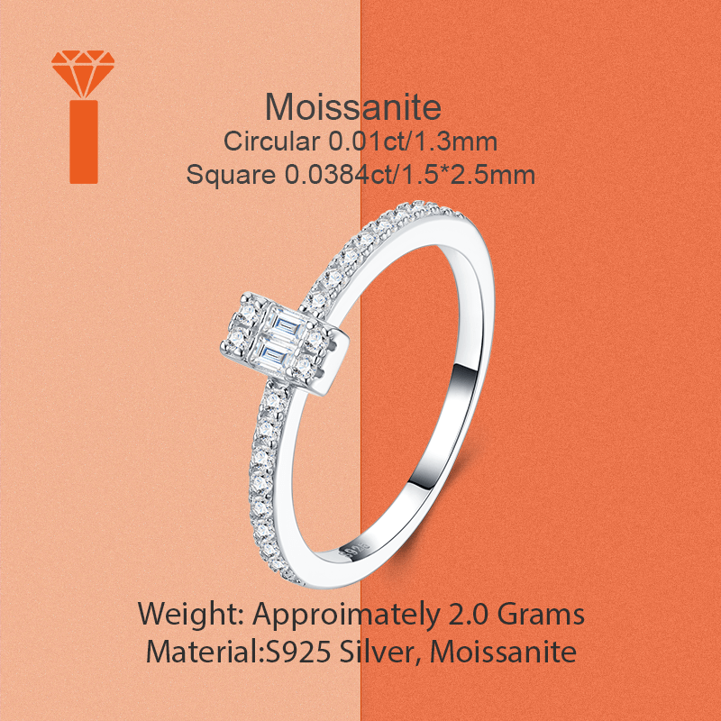Women's 925 Moissanite Stacked Ring, Exquisite Half-Set Design