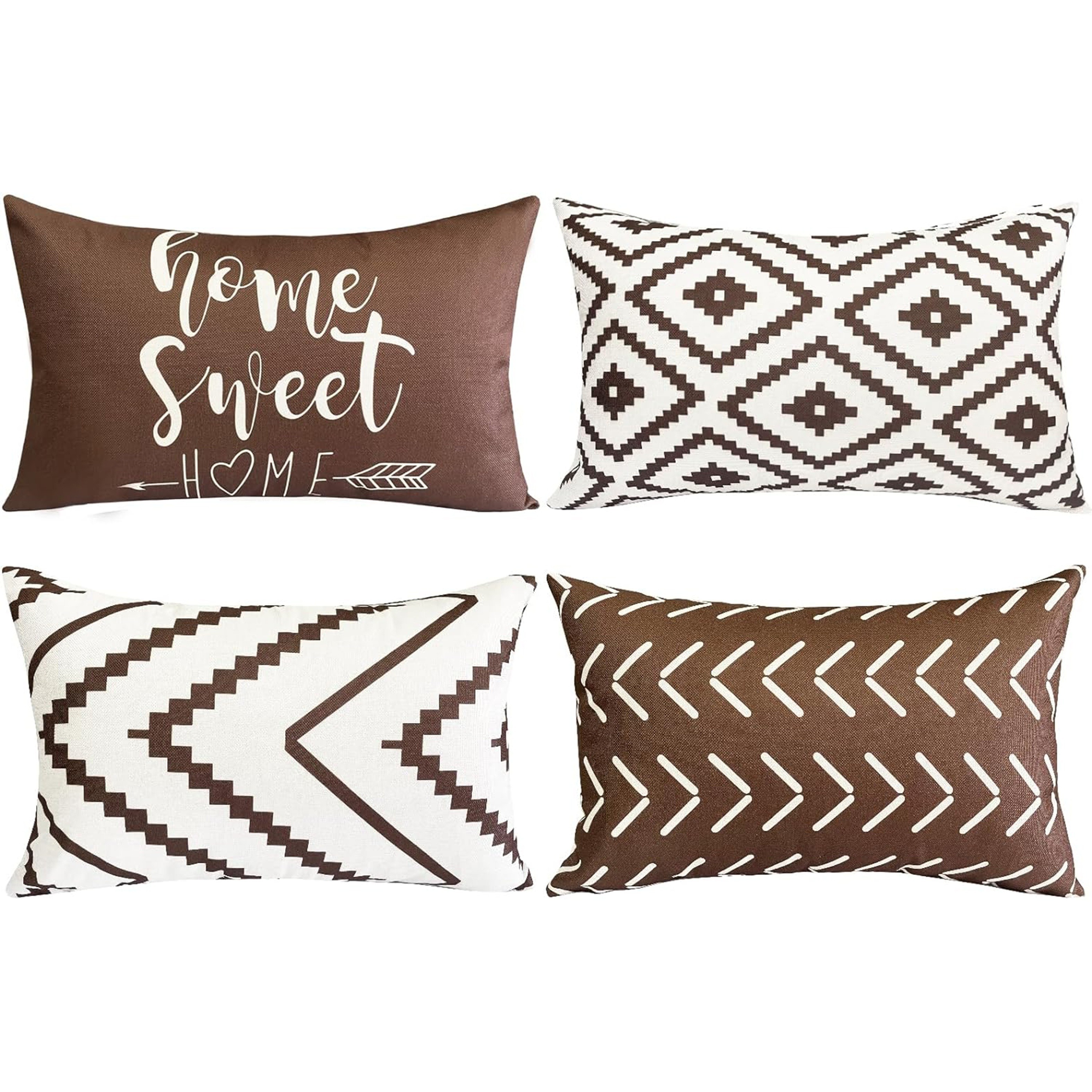 TEMU 4pcs & Contemporary Neutral Brown Suitable For Cushion Covers - Zippered Decorative Pillowcases With Backrest Covers, Machine Washable