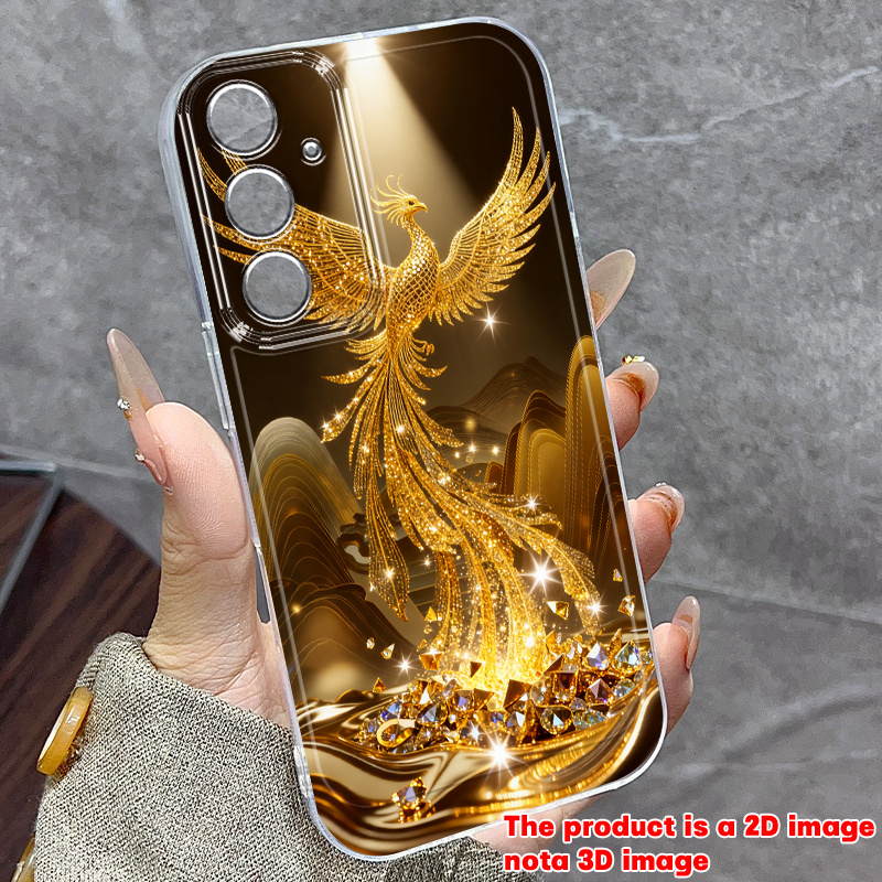 TEMU Phone Case - Golden Phoenix Pattern 2dflat Printed Phone Case For Galaxy A02 A03s A04 A05s A06 A13 A14 A15 A16 5g A21s A22 A23 A24 A25 A32 A34