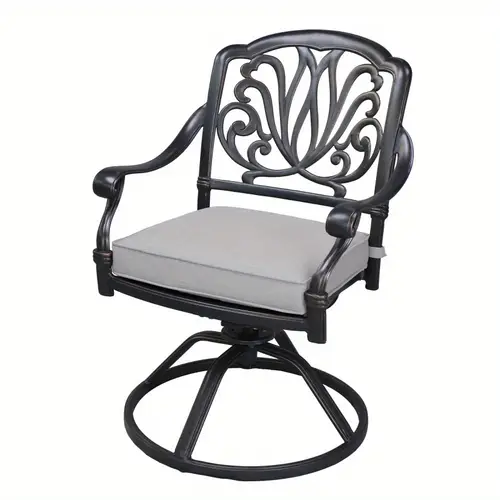 patio outdoor aluminum dining swivel rocker chairs with cushion set of 2 cast