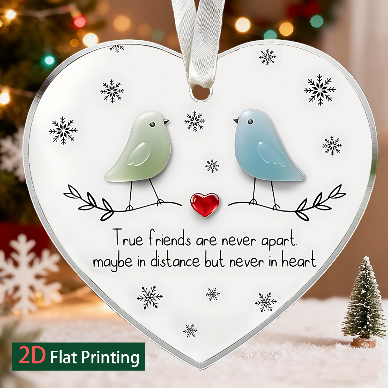 TEMU 2d Flat, 1pc Are Never Apart In Distance But Never Christmas Gifts Acrylic Hanging Ornament Decoration, Acrylic Pendant, Perfect For Friendship