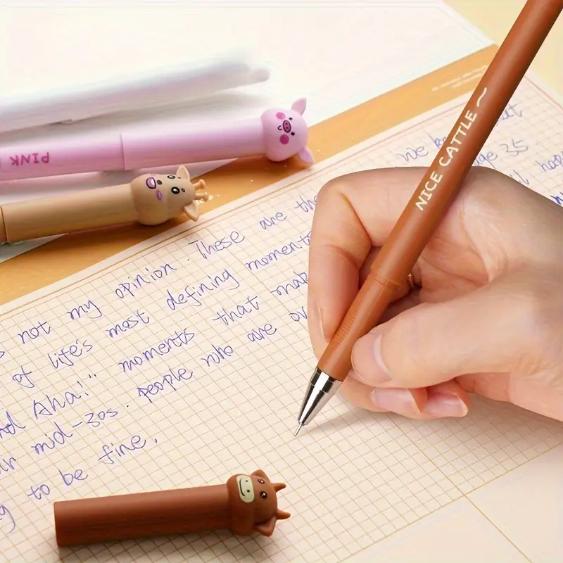 16pcs set of adorable animal themed erasable pens featuring a cow rabbit and deer with blue ink refills and built in erasers ideal for note taking and writing making them office and school use Product details 2