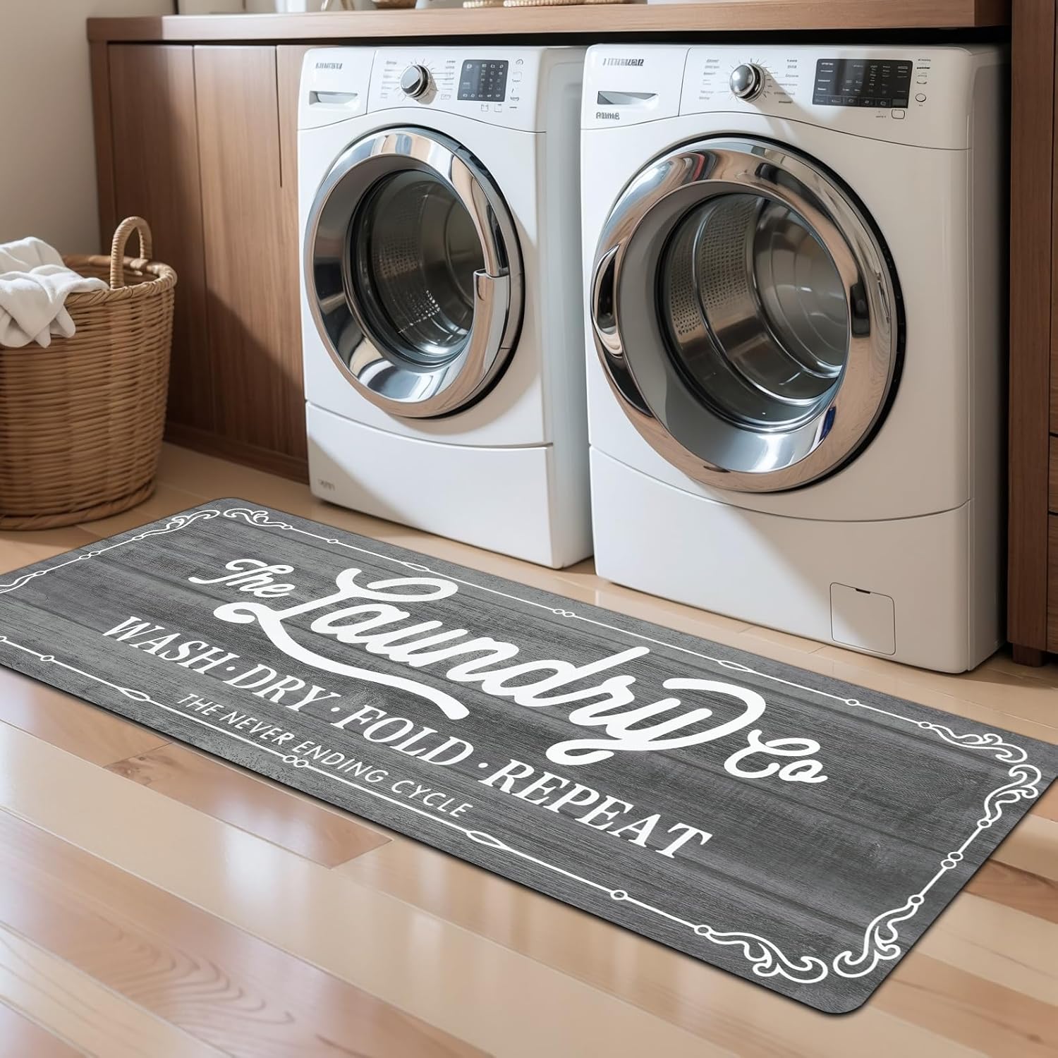 TEMU Kitchen Rug Laundry Room Rug Runner Rubber Laundry Mat Non Slip Kitchen Mats For Floor Washable Floor Mat Runner Rug For Farmhouse Mudroom Washroom Bathroom Decor