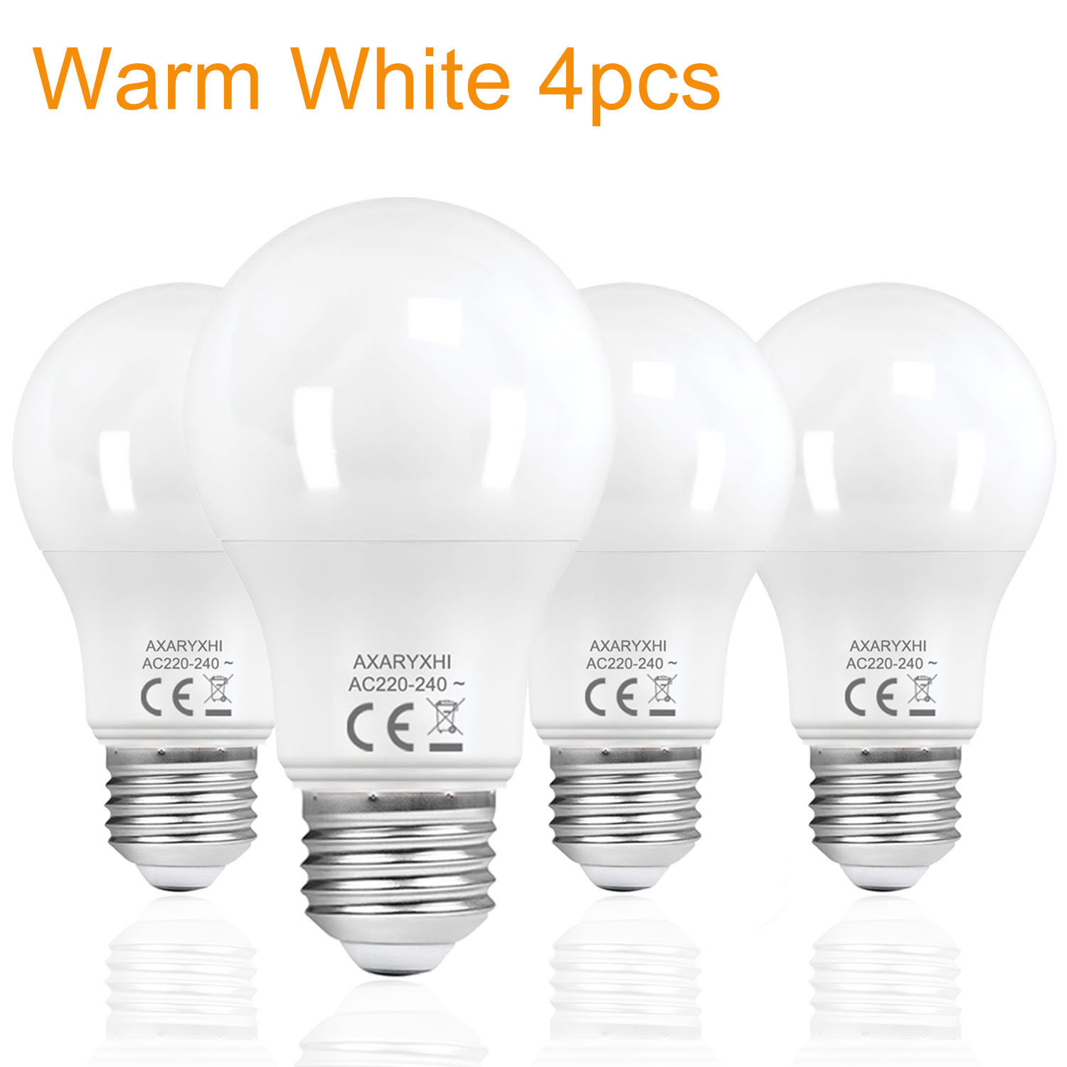 Image of 12w High Brightness A60 E27 Led Bulbs, 1200lm, 100w Equivalent, Warm White/cool White, Non-dimmable, 4-pack