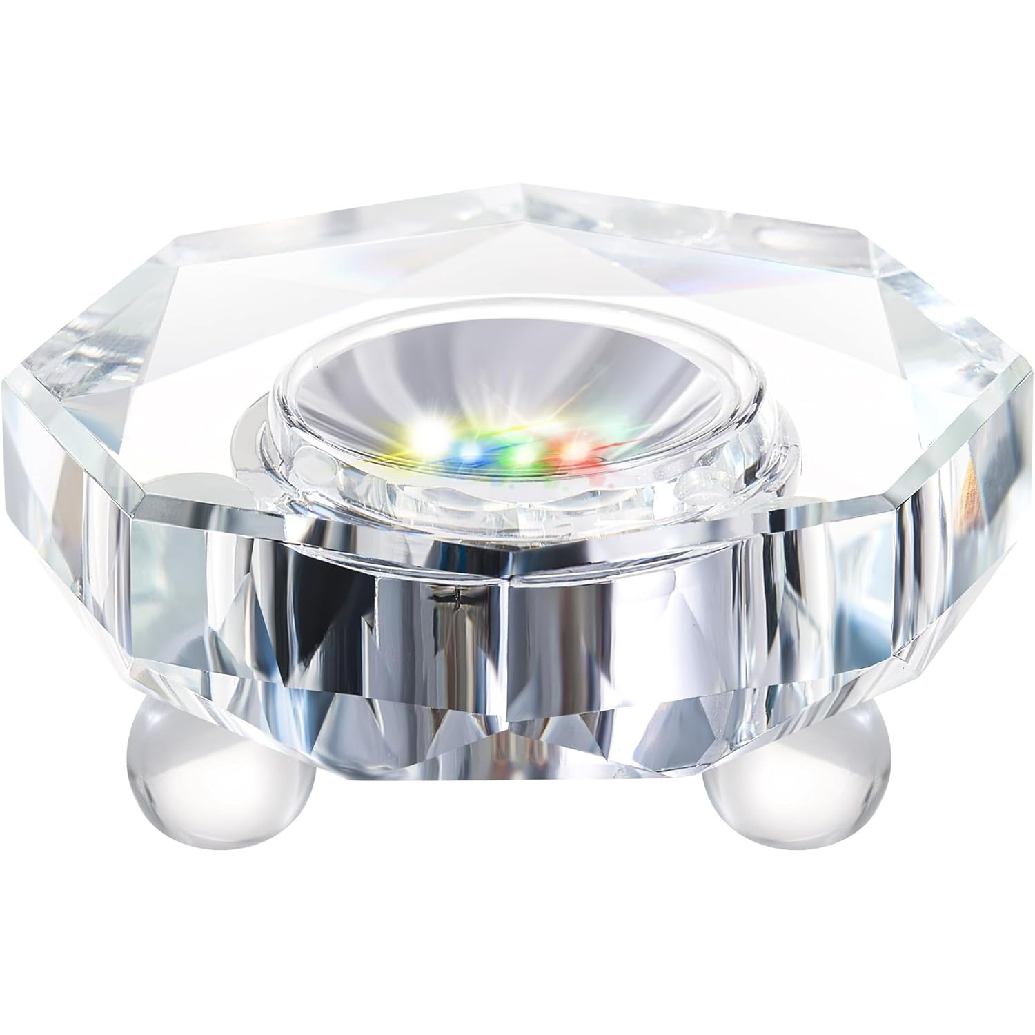 1pc Led Light Base Crystal Display Stand In A Of Colors, Lighted Up Stand Color Changing Small Led For 3d Glass Crystal Art, Holiday Party Decoration. (octagonal Flat)