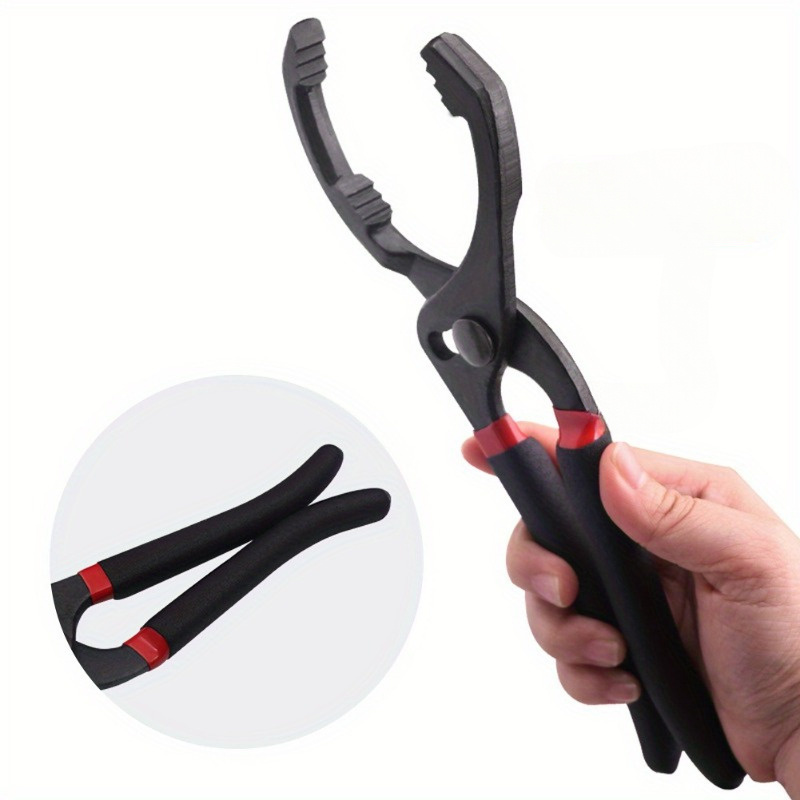 1pc Adjustable Oil Filter Wrench - 10/12 Inch Car Oil Filter Removal Tool, With Comfortable Grip, Vehicle Maintenance And Repair Hand Tool, Clamp Design - Universal Fit