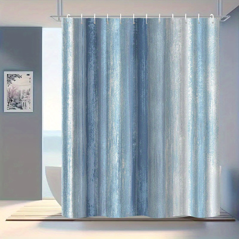 TEMU 2d Flat, Jit1pcs Watercolor Striped Pattern Shower Curtain, High-end Elegant Bathroom Curtain Shower Curtain, Shower Curtain Home Decoration 2d