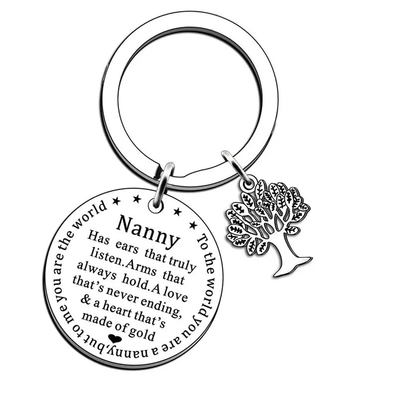 TEMU 1 porte-clés en acier inoxydable, de remerciement pour la gravée avec breloque arbre de vie, cadeau et aimant pour la , idéal pour la fête des