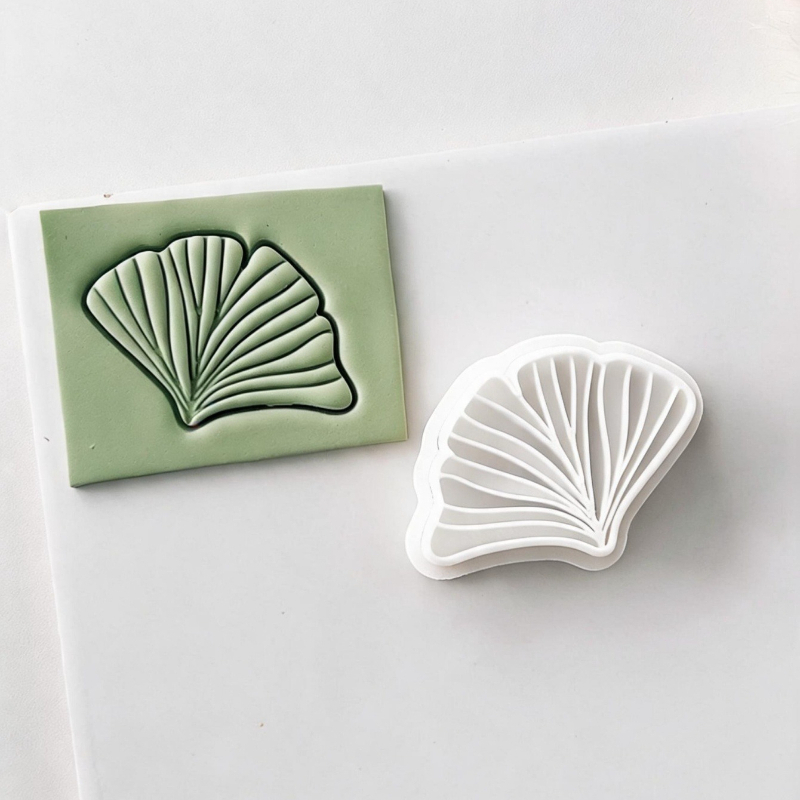 TEMU Cortador de arcilla con hoja de ginkgo y en relieve, molde de follaje , aretes colgantes DIY hechos a , mini dijes y colgantes, herramientas de