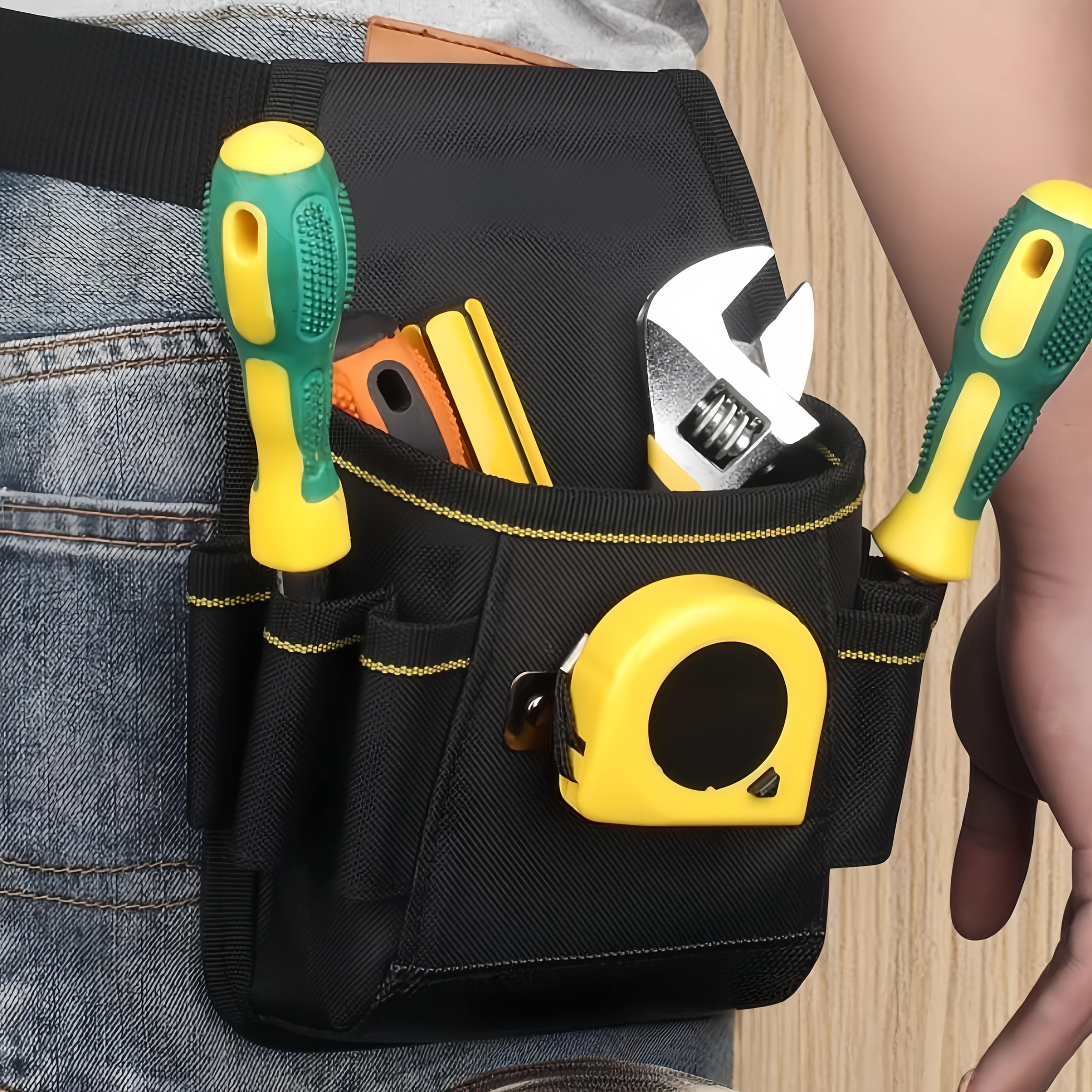 TEMU Bolsa de herramientas eléctrica portátil multifuncional con diseño de riñonera multicompartimento, correa de ajustable para comodidad y sin