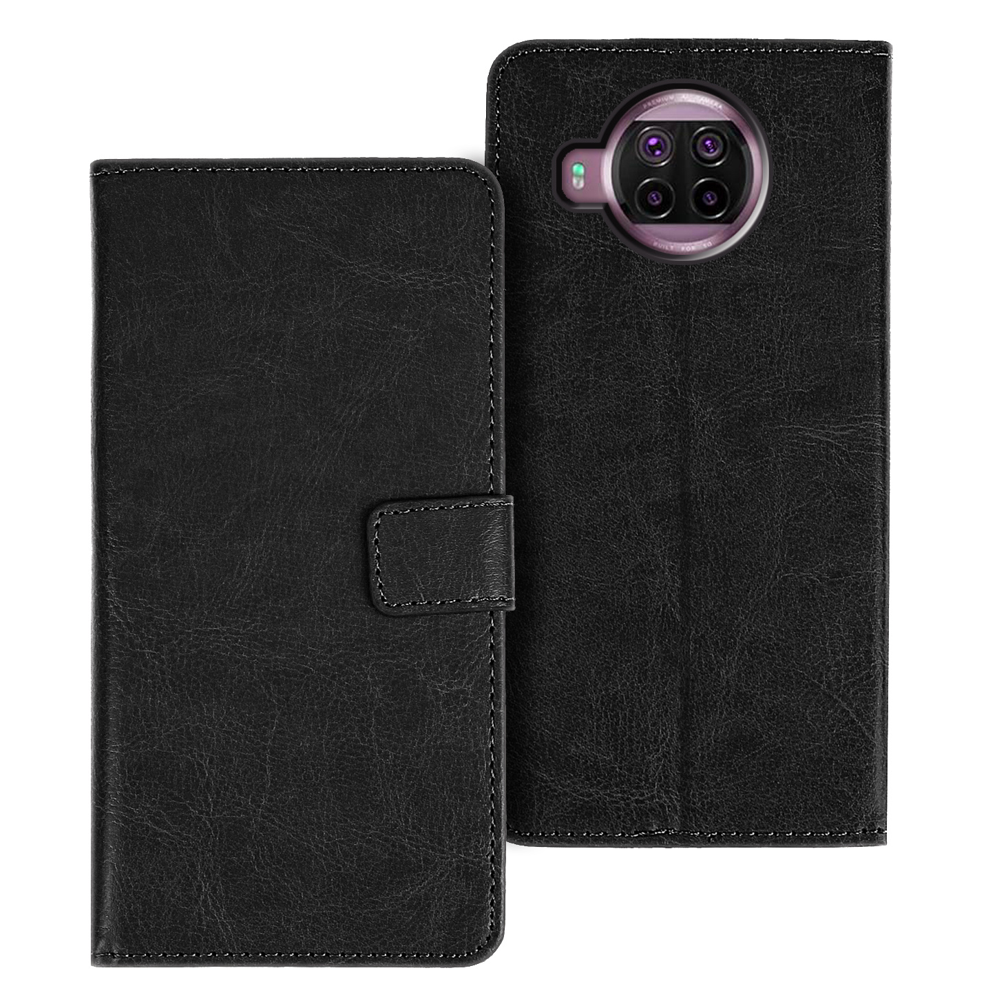 TEMU Phone Case - Protective Phone Case Cover For Xiaomi Mi 10t Lite In Black, Featuring A Kickstand And Faux Leather Card Slot