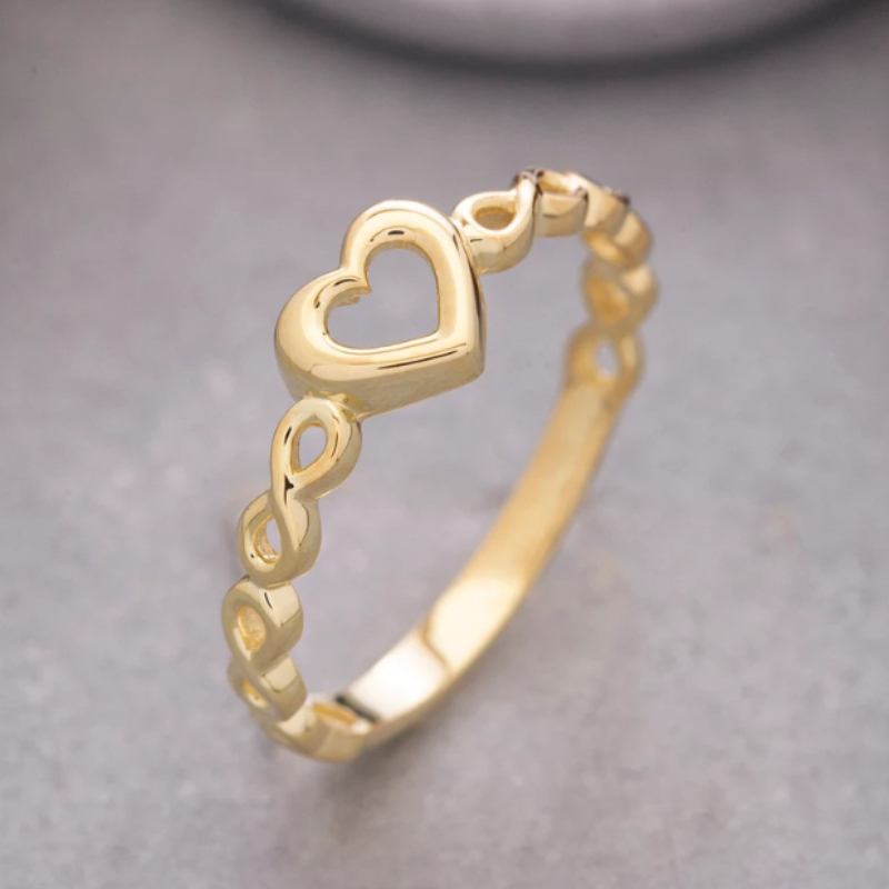 Women's Golden Plated Love Ring with Digital Design