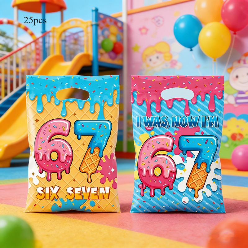 TEMU 8pcs/25pcs 6 7 Party Favor Bags - Small Gift Bags With Handles, Birthday Party Favors, 6 7 Birthday Decoration