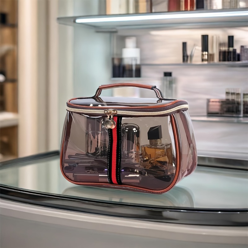 TEMU Makeup Bag, Portable, High Quality, Transparent, Large Capacity, Travel Storage Bag, Handheld Toiletry Bag, Makeup Bag