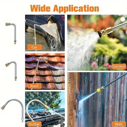a set of 10 pressure washer extension rods 1 4 quick connection electric washer spray gun with 6 nozzle tips 30 90 120 gutter cleaning arc rods 4000 psi for roof gutters exterior walls